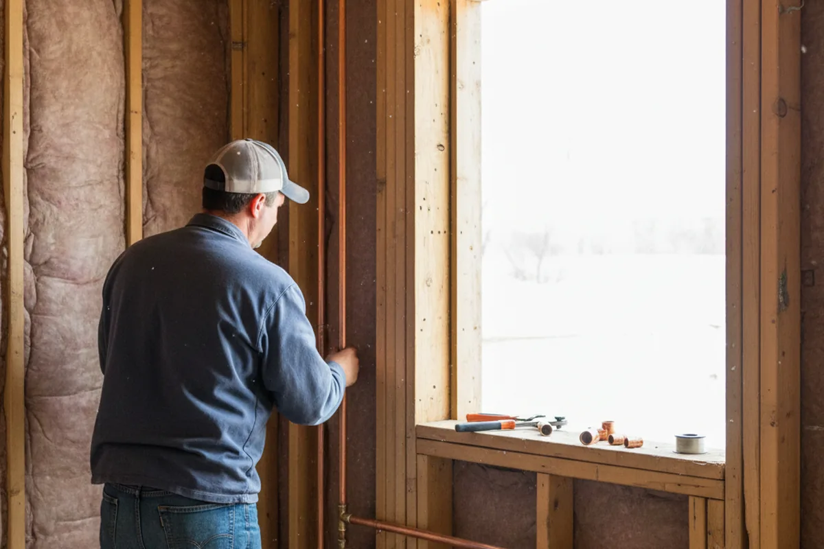 Licensed plumber running new copper supply lines in a Sipesville home