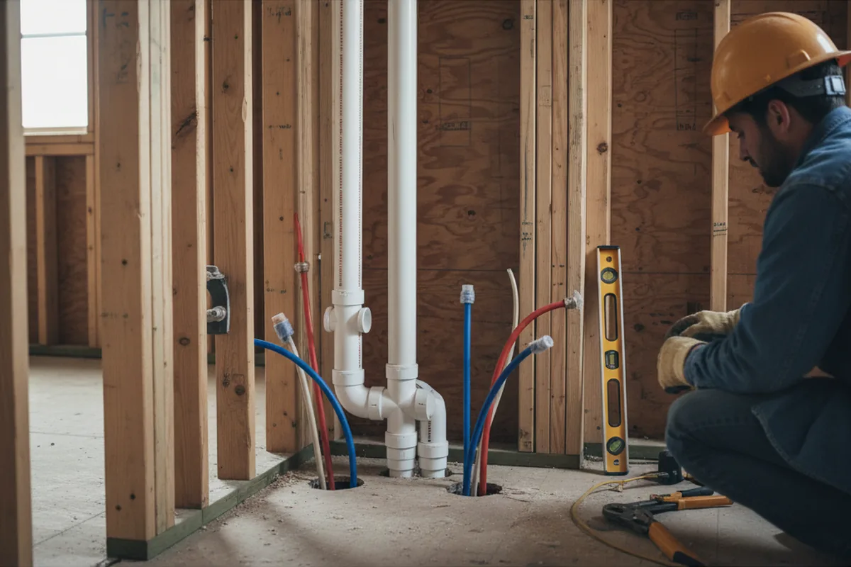 Drain and supply rough-in during Leak Detection in Sipesville
